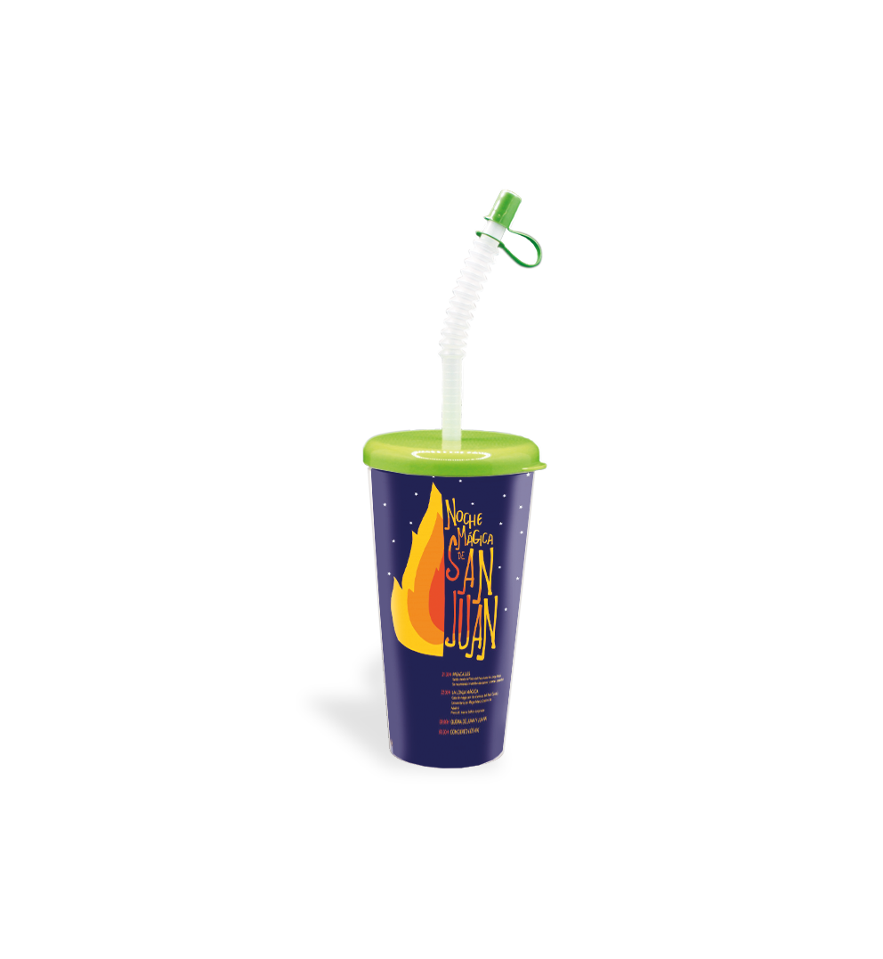 Vaso de 60cl Personalizable y reutilizable a todo color (IML) Con tapa y tapón - Imagen 3